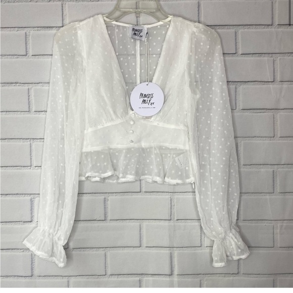 Princess Polly white polka dot Marcela top size 2 - Picture 3 of 6